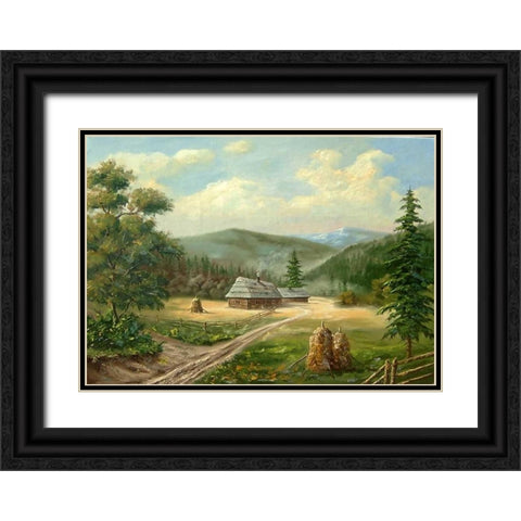 Rodnie Gori Black Ornate Wood Framed Art Print with Double Matting by Vlagyislav, Najgyonov