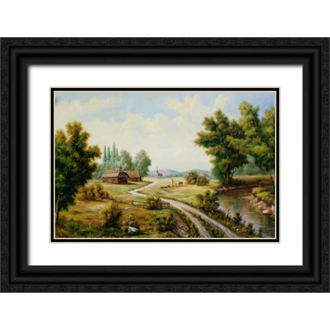 Selyskij Pejzaz Black Ornate Wood Framed Art Print with Double Matting by Vlagyislav, Najgyonov