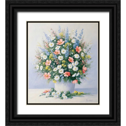 Bouquet in pink Black Ornate Wood Framed Art Print with Double Matting by Motz, Peter