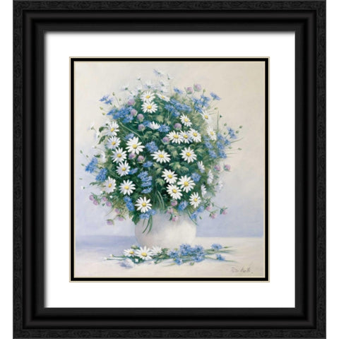 Bouquet in blue Black Ornate Wood Framed Art Print with Double Matting by Motz, Peter