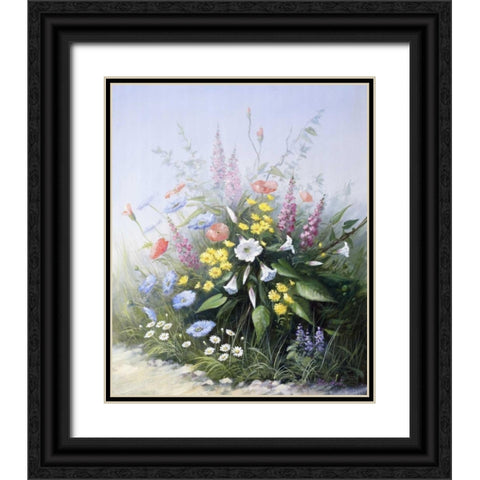 Floral symphony Black Ornate Wood Framed Art Print with Double Matting by Motz, Peter