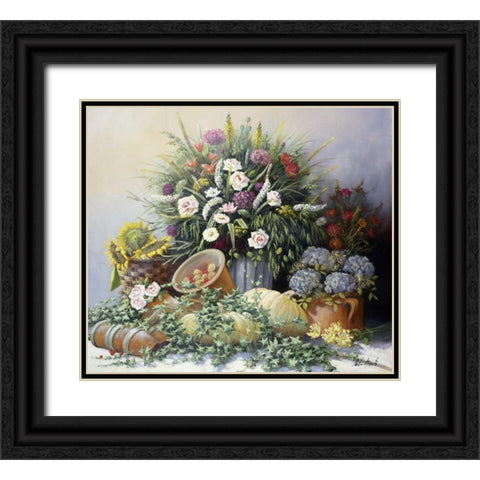 Pumpkins Black Ornate Wood Framed Art Print with Double Matting by Motz, Peter