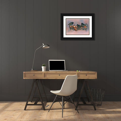 Family birds Black Ornate Wood Framed Art Print with Double Matting by Weenink, Ruud