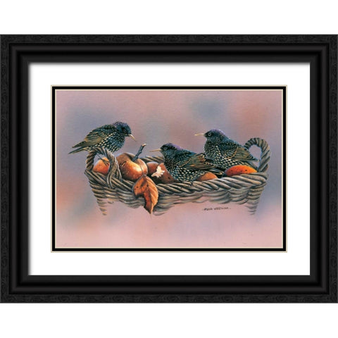 Family birds Black Ornate Wood Framed Art Print with Double Matting by Weenink, Ruud
