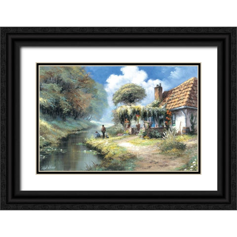 Fishing men Black Ornate Wood Framed Art Print with Double Matting by Withaar, Reint