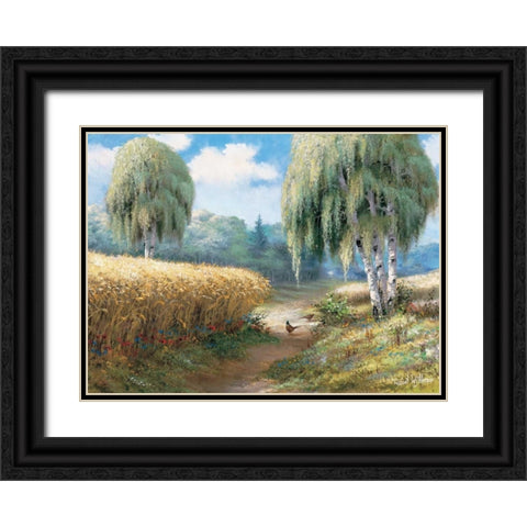 Pheasants Black Ornate Wood Framed Art Print with Double Matting by Withaar, Reint