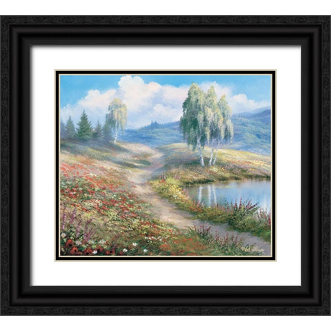 The lake Black Ornate Wood Framed Art Print with Double Matting by Withaar, Reint