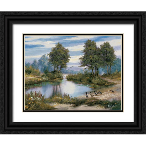 Peace in the valley Black Ornate Wood Framed Art Print with Double Matting by Withaar, Reint