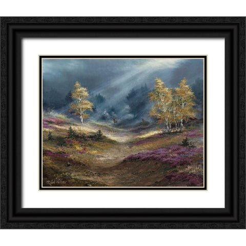 The deer noticed us Black Ornate Wood Framed Art Print with Double Matting by Withaar, Reint