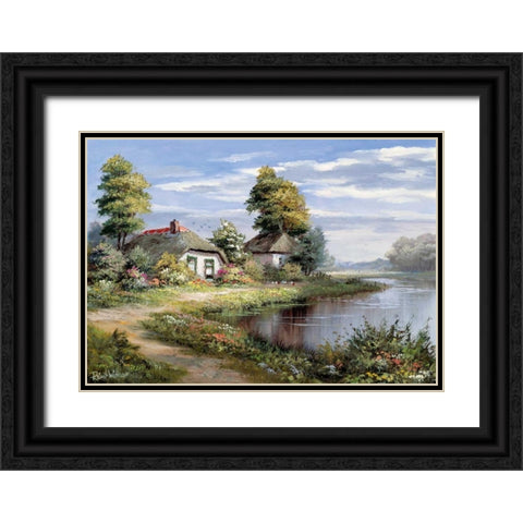 Living at the waterside Black Ornate Wood Framed Art Print with Double Matting by Withaar, Reint