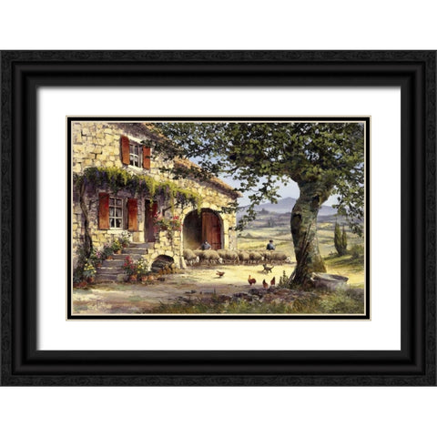 Farmhouse II Black Ornate Wood Framed Art Print with Double Matting by Withaar, Reint