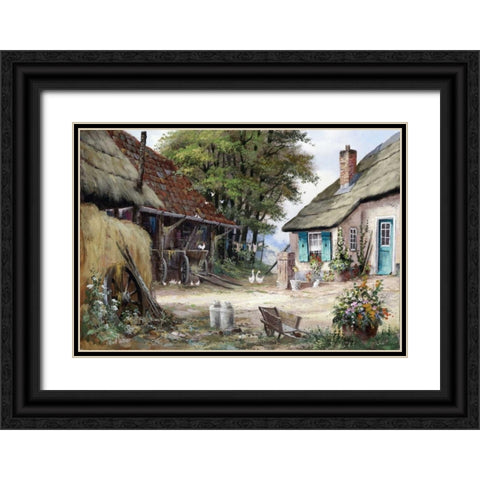 Dutch country scene Black Ornate Wood Framed Art Print with Double Matting by Withaar, Reint