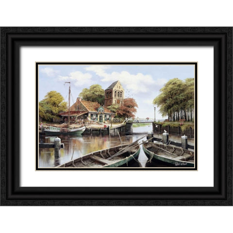 Dutch waterhouse Black Ornate Wood Framed Art Print with Double Matting by Withaar, Reint