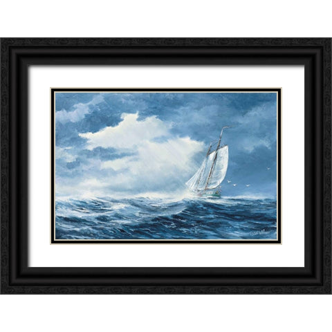 Sailing Black Ornate Wood Framed Art Print with Double Matting by Withaar, Reint