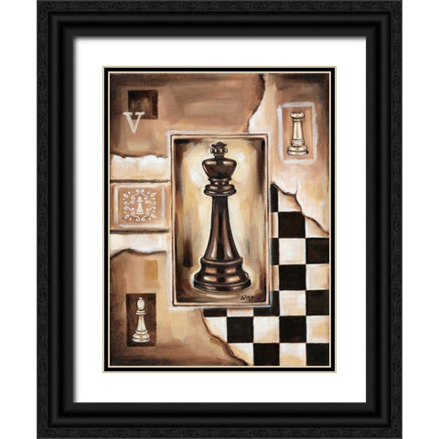 Chess King Black Ornate Wood Framed Art Print with Double Matting by Fields, Wendy