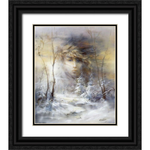 Winter Black Ornate Wood Framed Art Print with Double Matting by Haenraets, Willem