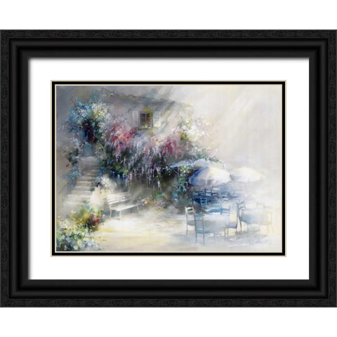 Blue garden Black Ornate Wood Framed Art Print with Double Matting by Haenraets, Willem