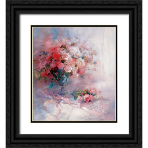Bouquet of roses Black Ornate Wood Framed Art Print with Double Matting by Haenraets, Willem