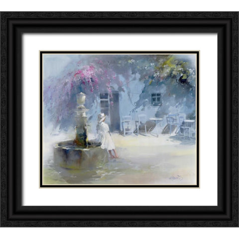 Idyllic blue Black Ornate Wood Framed Art Print with Double Matting by Haenraets, Willem