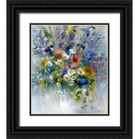 Floral impression Black Ornate Wood Framed Art Print with Double Matting by Haenraets, Willem