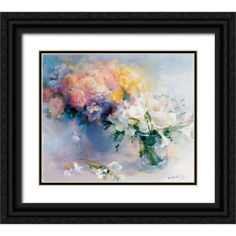 Rhyme of flowers Black Ornate Wood Framed Art Print with Double Matting by Haenraets, Willem