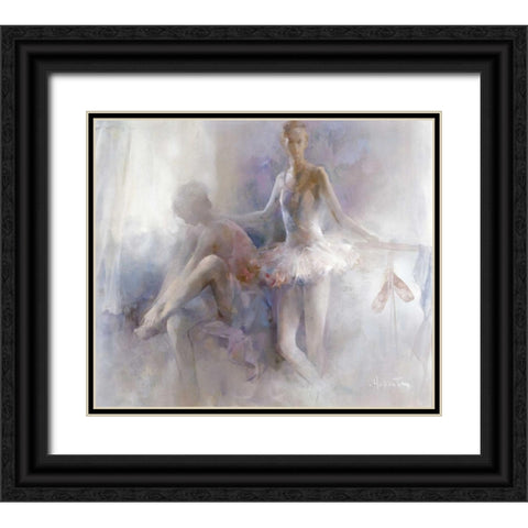 Ballet-girls Black Ornate Wood Framed Art Print with Double Matting by Haenraets, Willem