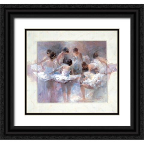 Ballarinas Black Ornate Wood Framed Art Print with Double Matting by Haenraets, Willem