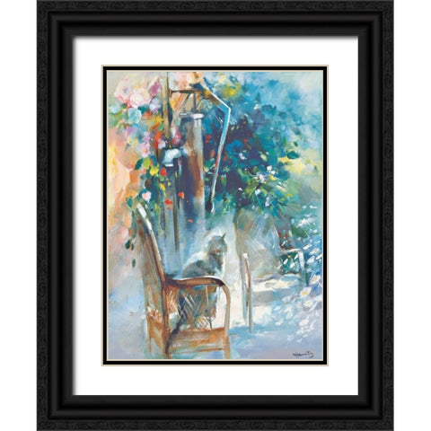 Restful garden Black Ornate Wood Framed Art Print with Double Matting by Haenraets, Willem