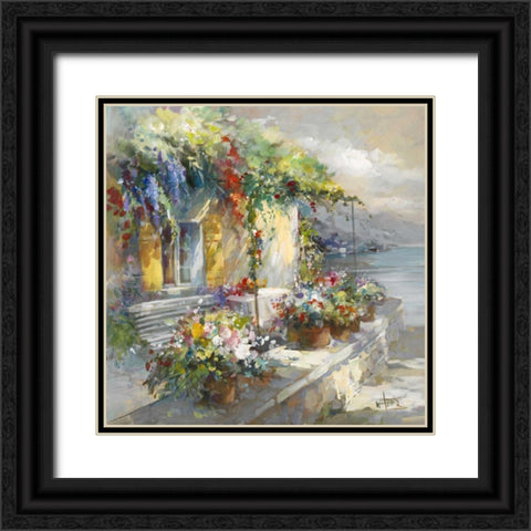 Veranda at sea Black Ornate Wood Framed Art Print with Double Matting by Haenraets, Willem