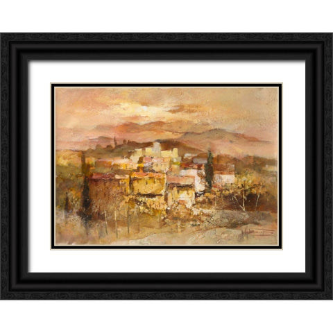 Italian village I Black Ornate Wood Framed Art Print with Double Matting by Haenraets, Willem