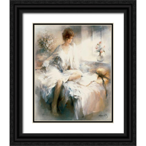 Meditation Black Ornate Wood Framed Art Print with Double Matting by Haenraets, Willem
