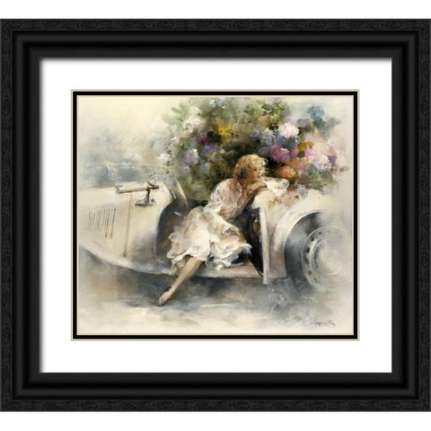 Day dreaming Black Ornate Wood Framed Art Print with Double Matting by Haenraets, Willem