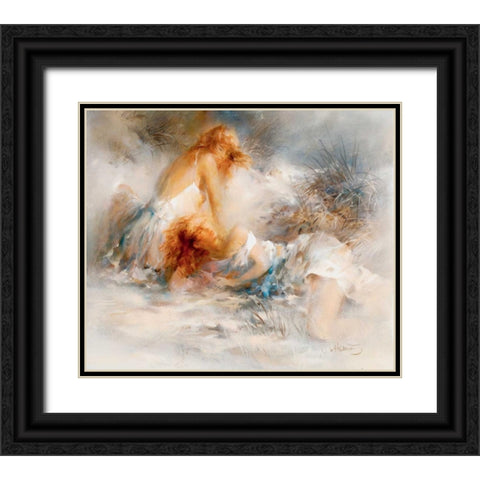 Tender Black Ornate Wood Framed Art Print with Double Matting by Haenraets, Willem