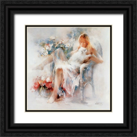 Young girl Black Ornate Wood Framed Art Print with Double Matting by Haenraets, Willem