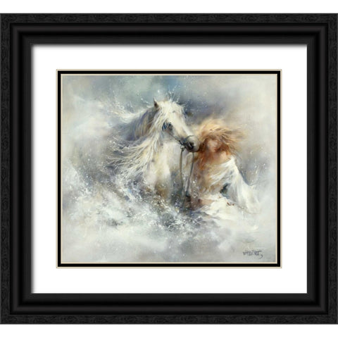 Scene in water Black Ornate Wood Framed Art Print with Double Matting by Haenraets, Willem