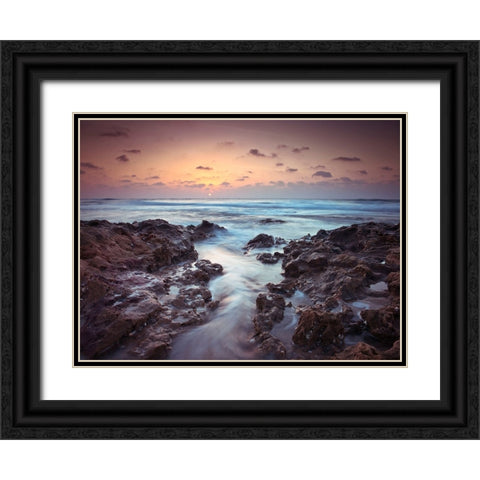 Sunset over Palmachim beach, Israel Black Ornate Wood Framed Art Print with Double Matting by Frank, Assaf