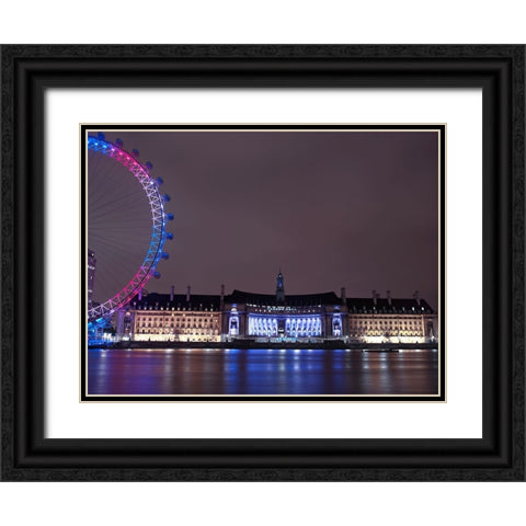 County Hall, London, at night Black Ornate Wood Framed Art Print with Double Matting by Frank, Assaf