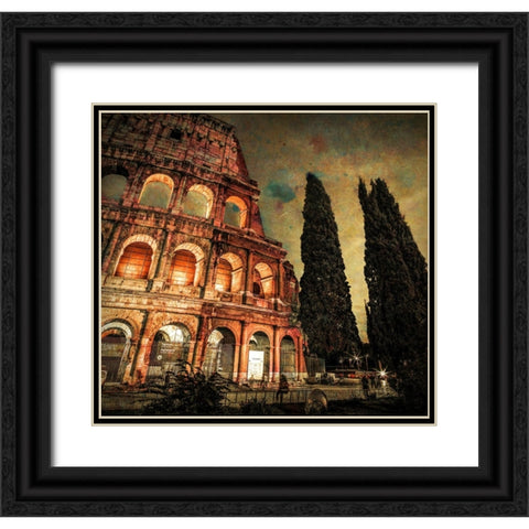 Famous Colosseum in Rome, Italy Black Ornate Wood Framed Art Print with Double Matting by Frank, Assaf
