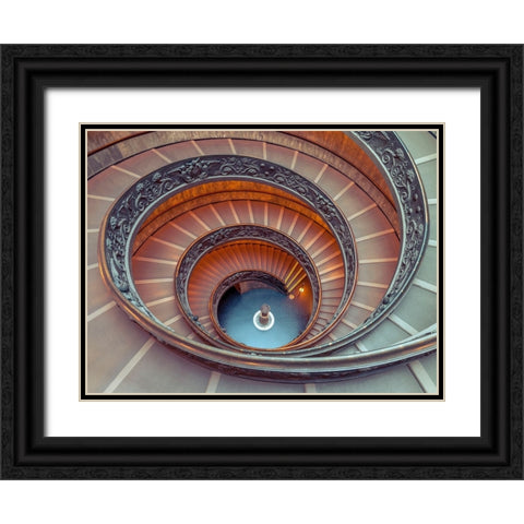 Spiral staircase at the Vatican museum, Rome, Italy Black Ornate Wood Framed Art Print with Double Matting by Frank, Assaf