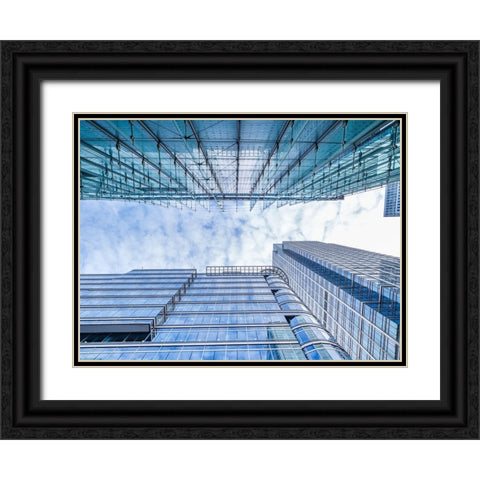 Low angle view of skyscrapers Black Ornate Wood Framed Art Print with Double Matting by Frank, Assaf