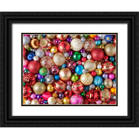 Christmas Baubles Black Ornate Wood Framed Art Print with Double Matting by Frank, Assaf