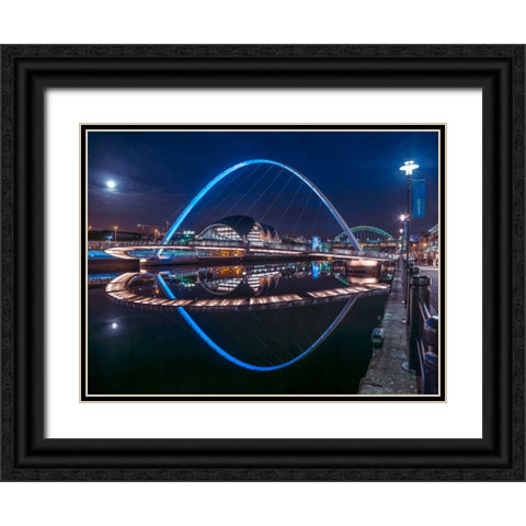 AF20120826 Newcastle 026-EditC01 Black Ornate Wood Framed Art Print with Double Matting by Frank, Assaf