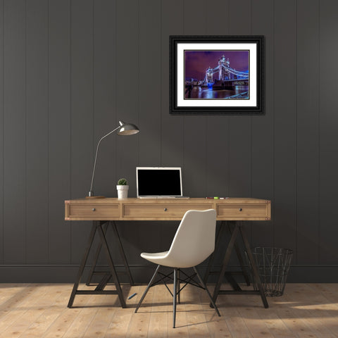AF20130906 London 119C09 Black Ornate Wood Framed Art Print with Double Matting by Frank, Assaf