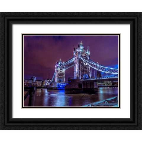 AF20130906 London 119C09 Black Ornate Wood Framed Art Print with Double Matting by Frank, Assaf