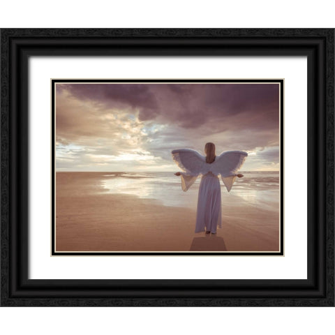 AF20121001 Sea 058P Black Ornate Wood Framed Art Print with Double Matting by Frank, Assaf