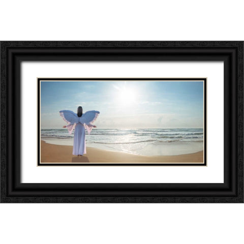 AF20150529 Beach 523-PanoC01P Black Ornate Wood Framed Art Print with Double Matting by Frank, Assaf