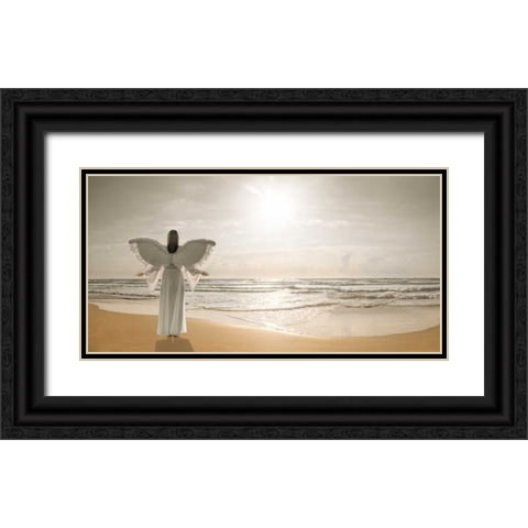 AF20150529 Beach 523-PanoC01PC01 Black Ornate Wood Framed Art Print with Double Matting by Frank, Assaf