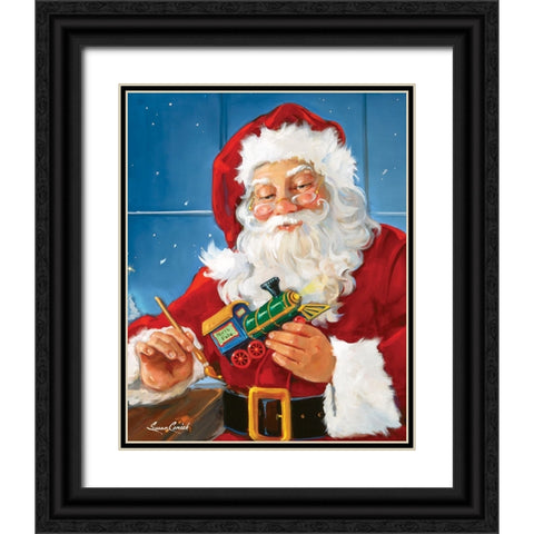 Santas Toys Black Ornate Wood Framed Art Print with Double Matting by Comish, Susan