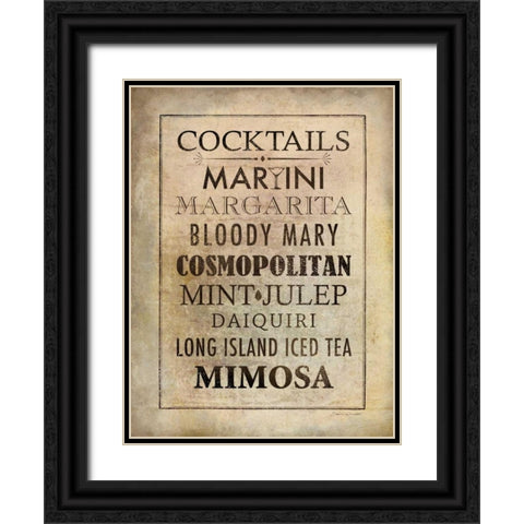 Vintage Cocktails Black Ornate Wood Framed Art Print with Double Matting by Marrott, Stephanie