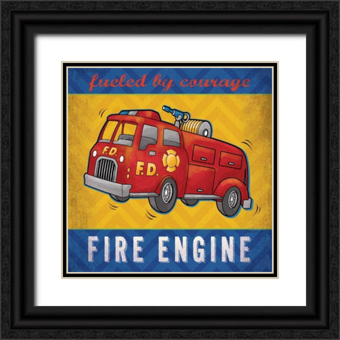 Fire Truck Black Ornate Wood Framed Art Print with Double Matting by Marrott, Stephanie
